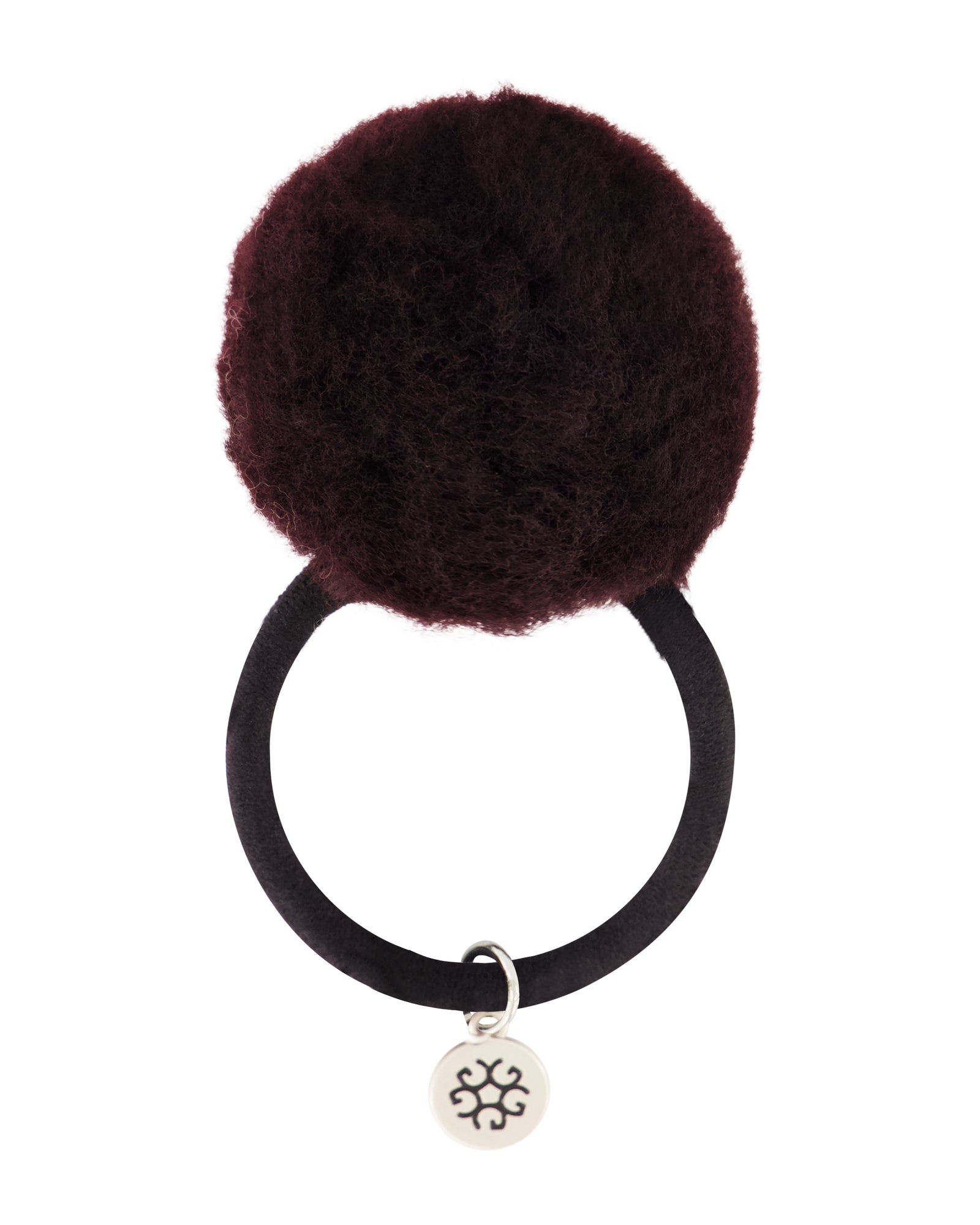 Hair Elastic With Shearling Lamb Pompom | Women | Burgundy