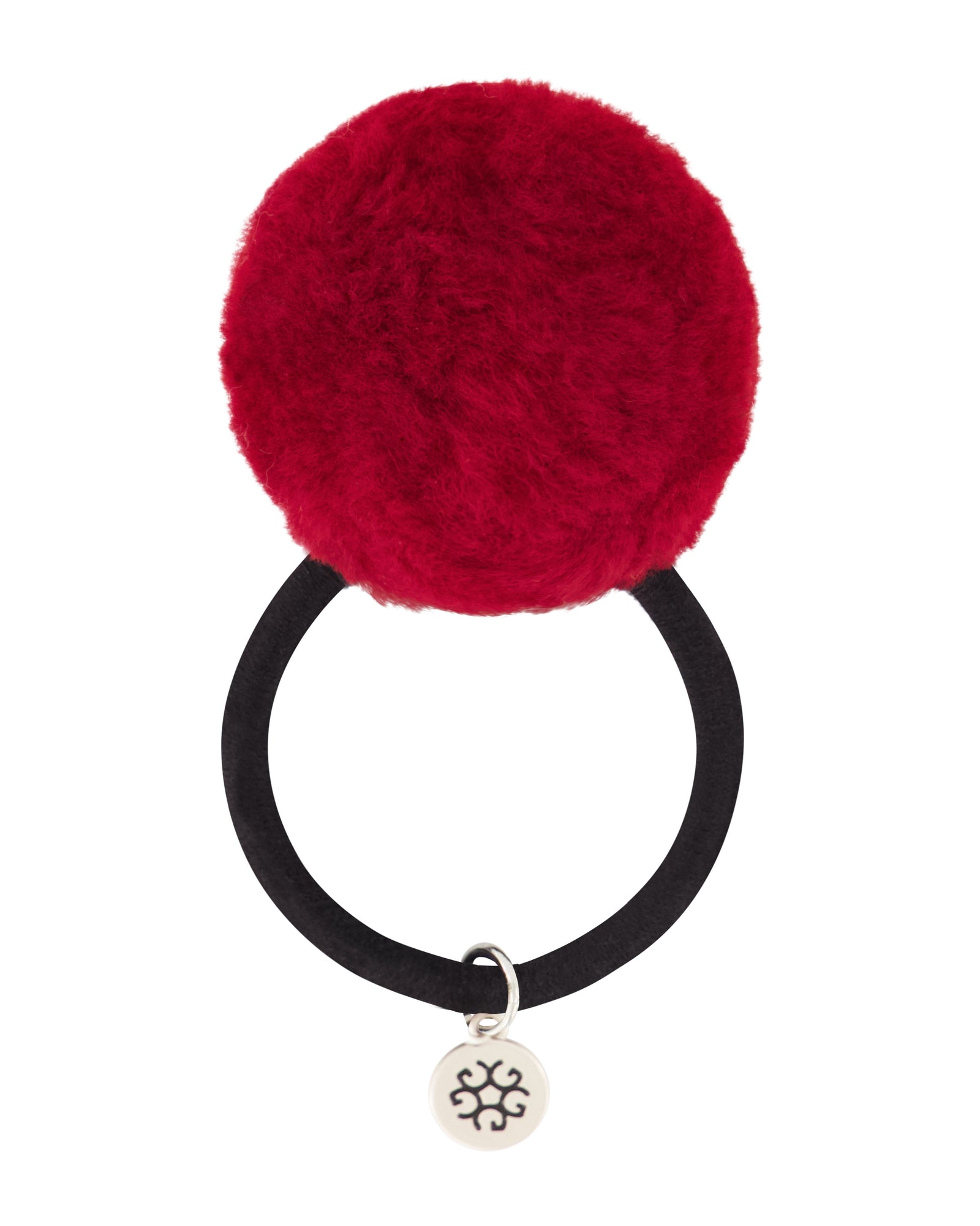 Hair Elastic With Shearling Lamb Pompom | Women | Red