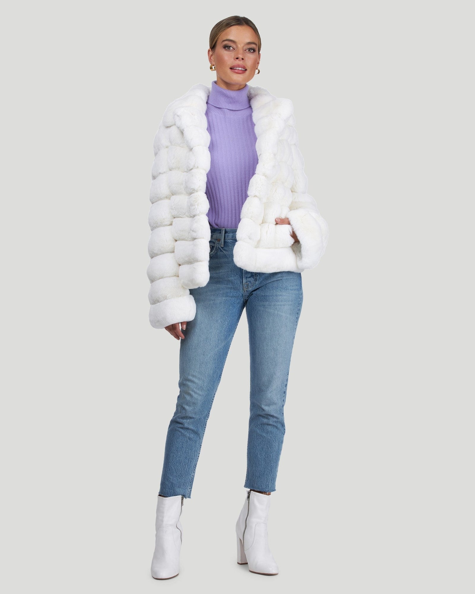 Horizontal Chinchilla Jacket | Women | White (Pre-Order)