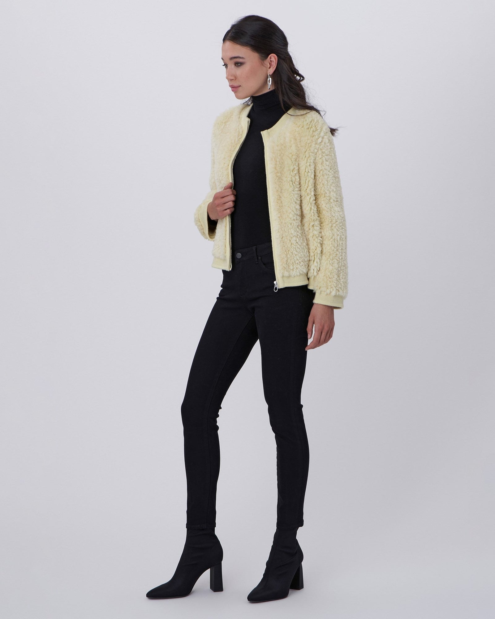 Knit Beaver Zip Jacket | Women | Yellow