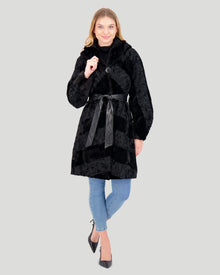 Lamb And Mink Sections Short Coat | Women | Black (V2)