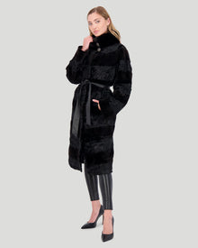 Lamb And Mink Sections Short Coat | Women | Black (V1)