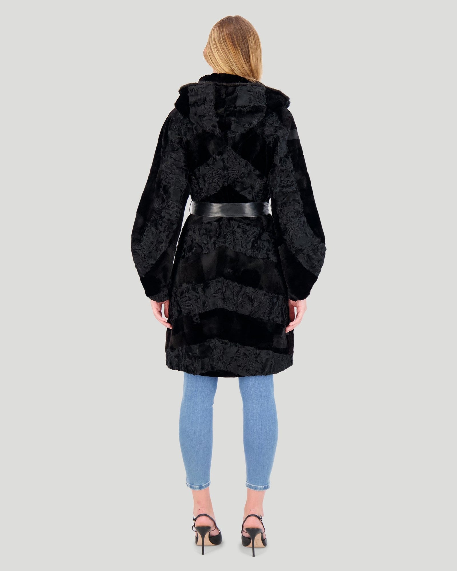 Lamb And Mink Sections Short Coat | Women | Black (V2)