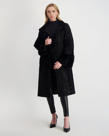 Lamb Short Coat With Mink Trim | Women | Black