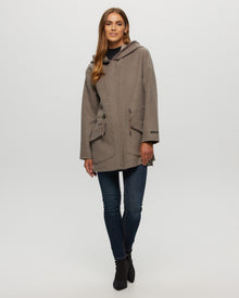 Loro Piana Cashmere & Wool Parka With Merino Shearling Lamb Hood Trim | Women | Light Brown x Beige