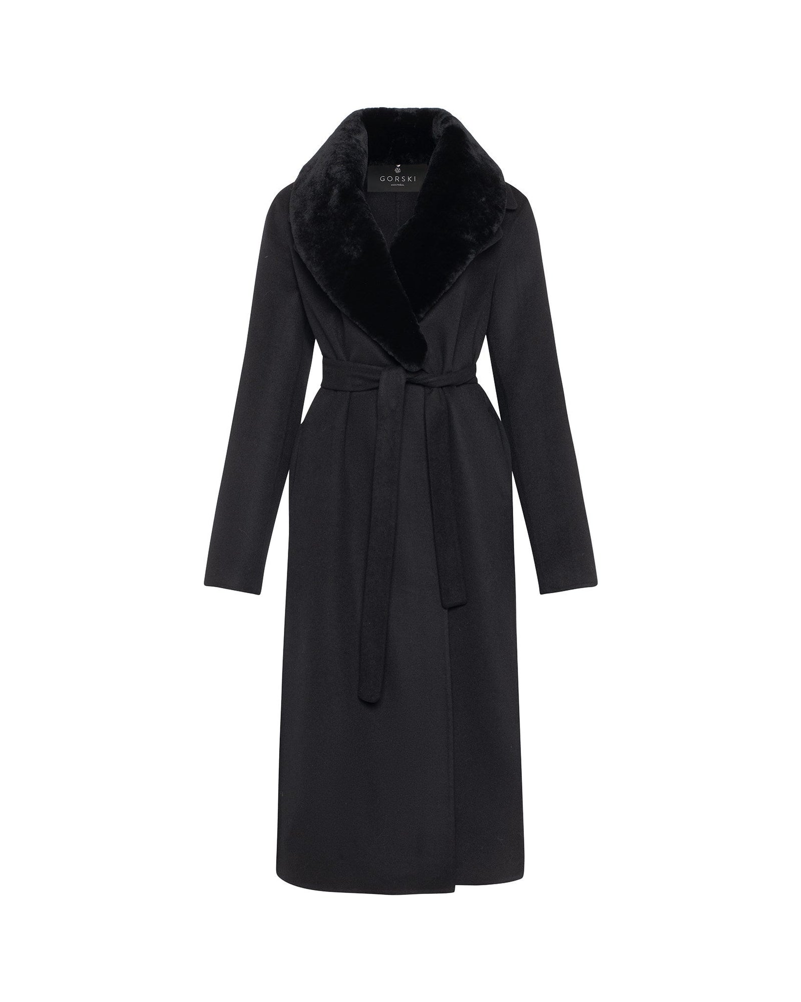 Loro Piana Wool Short Coat With Select Shearling Lamb Collar | Women | Black (V1)