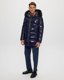 Après-Ski Parka With Detachable Toscana Shearling Lamb Hood Trim | Men | Dark Blue x Black (V2)