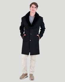 Loro Piana Cashmere & Wool Stroller With Select Shearling Lamb Collar | Men | Black