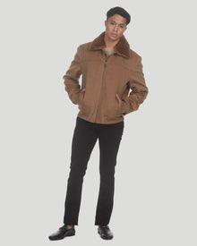 Loro Piana Wool Jacket With Detachable Select Shearling Lamb Collar | Men | Camel Melange