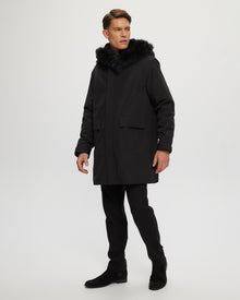 Parka With Select Shearling Lamb Tuedo And Hood Trim | Men | Black x Black