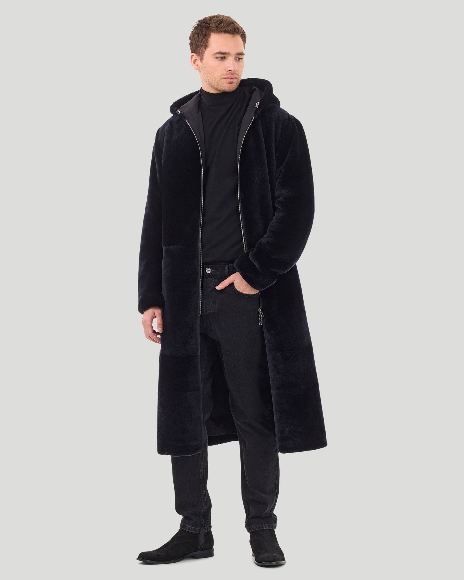 Select Shearling Lamb Reversible Parka | Men | Navy x Black