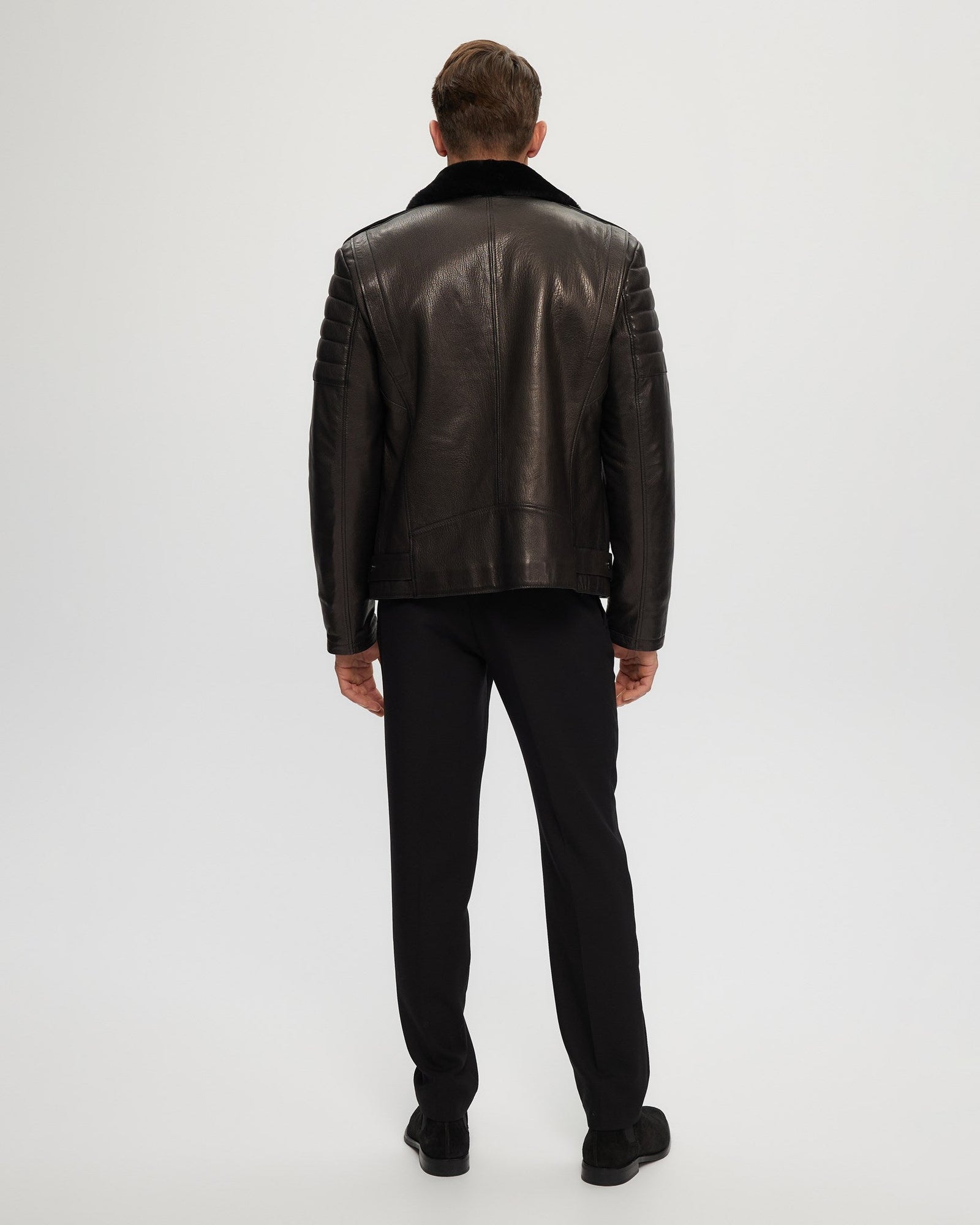 Mens Nappa Moto Jacket With Shearling Lamb Lining | Men | Black x Black