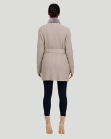 Mink And Cashmere Belted Jacket | Women | Gray Blue