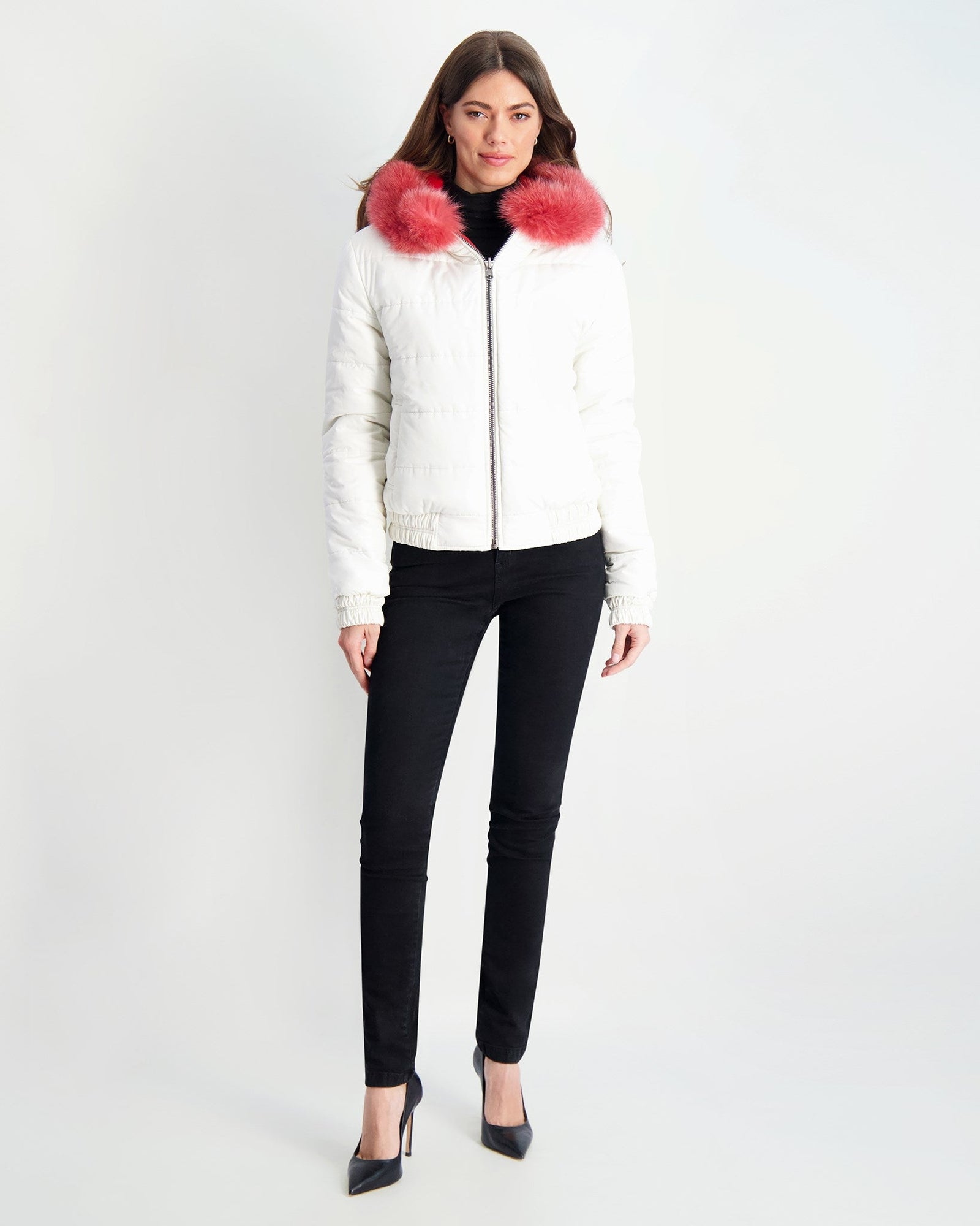 Mink Jacket With Fox Hood Trim | Women | Fragola