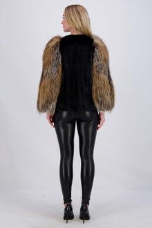 Mink Jacket With Fo Sleeves | Women | Black x Goldcross Fox