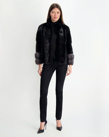 Mink Jacket With Stone Marten Trim | Women | Black