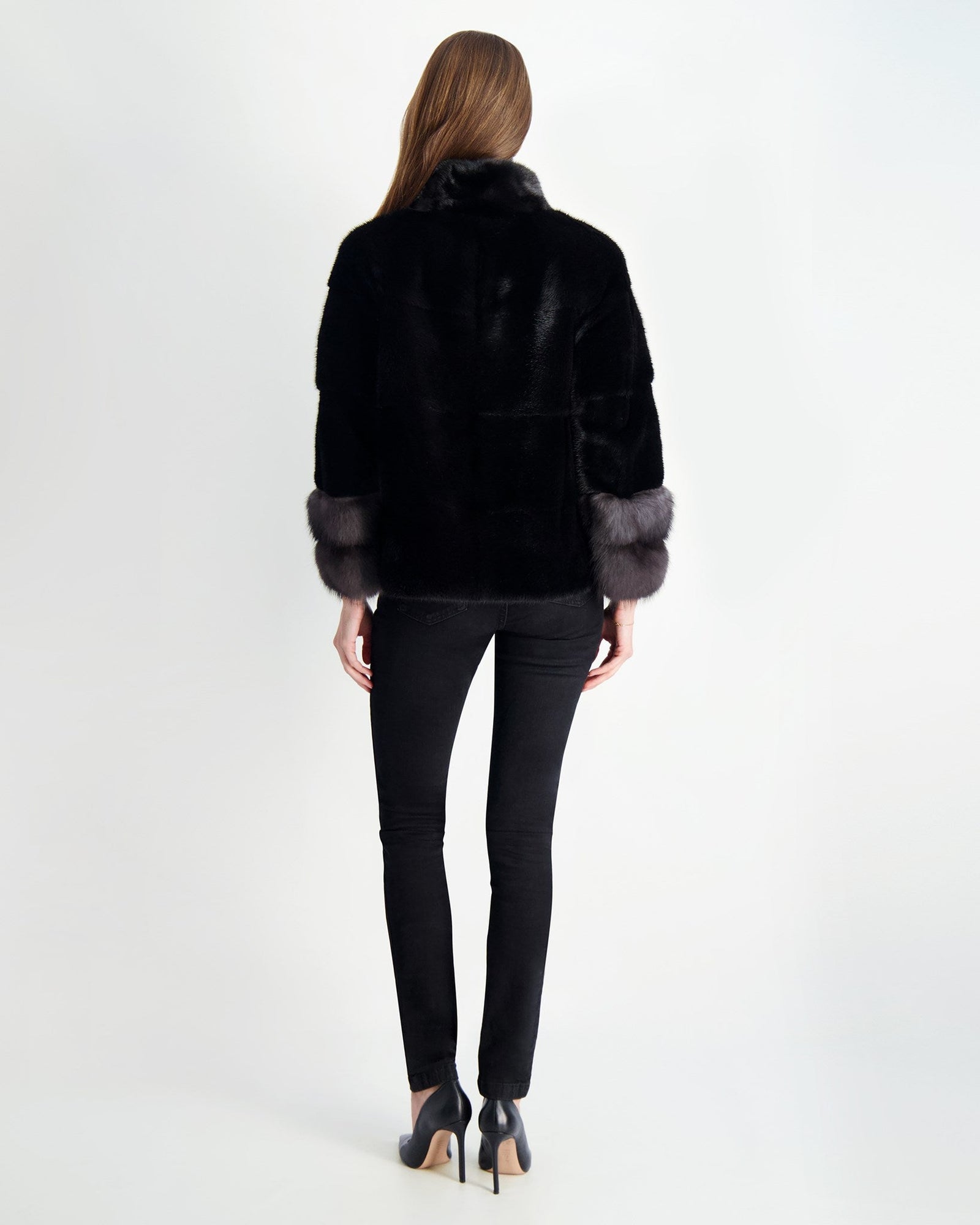 Mink Jacket With Stone Marten Trim | Women | Black