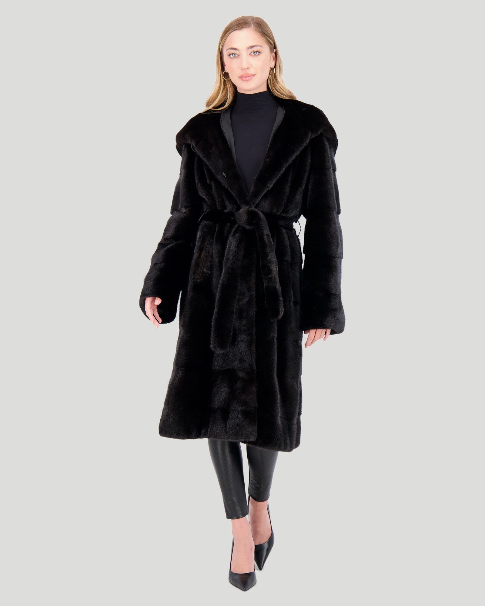 Mink Parka With Belt | Women | Black