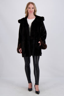 Mink Parka With Sable Trim | Women | Black