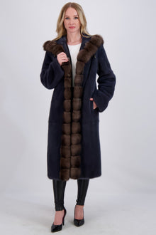 Mink Parka With Sable Trim | Women | Night Sky