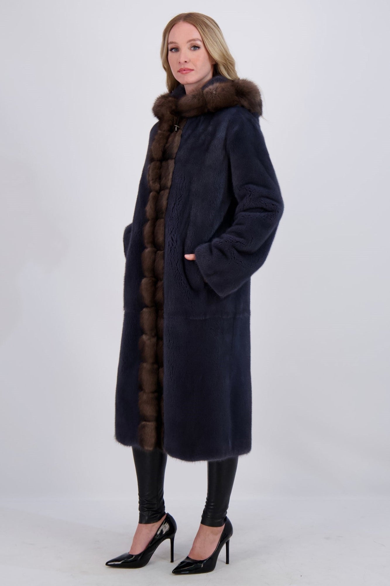 Mink Parka With Sable Trim | Women | Night Sky