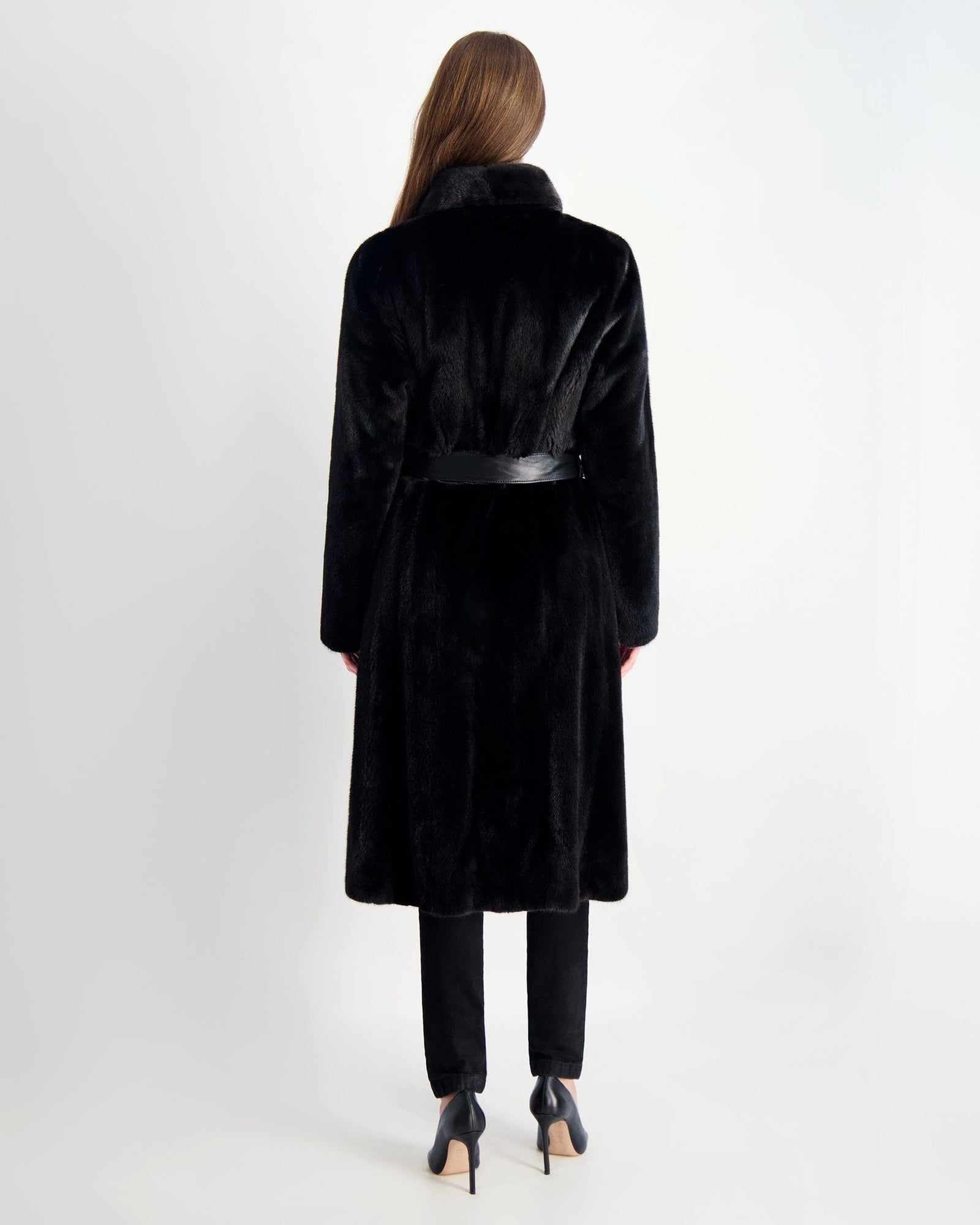 Mink Short Coat With Leather Belt | Women | Blackglama