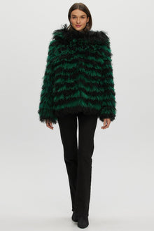 Mongolian (Tg) Shearling Lamb Jacket Reversible To Loro Piana Cashmere & Wool | Women | Green x Black