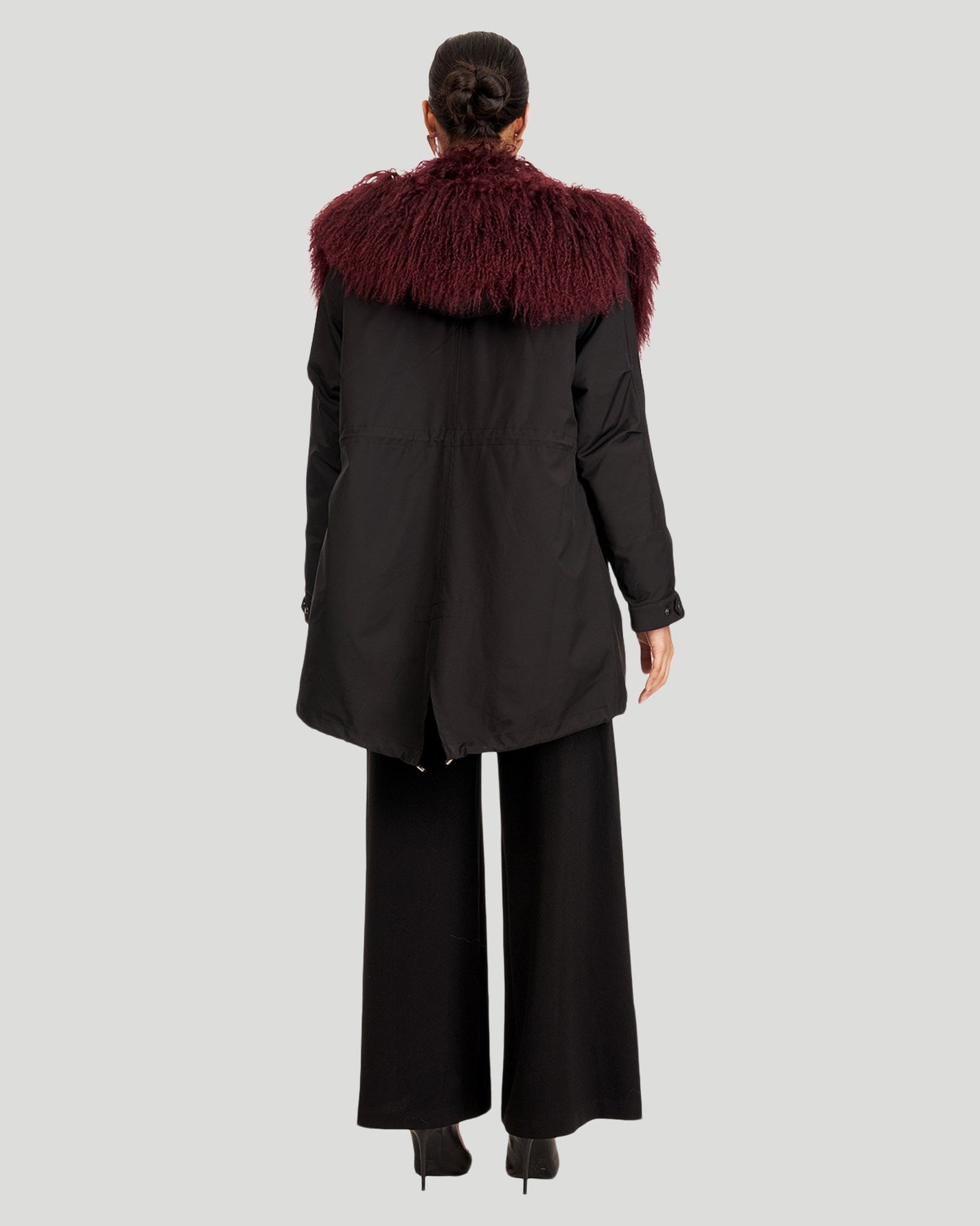 Parka With Lamb Trim | Women | Aubergine x Black