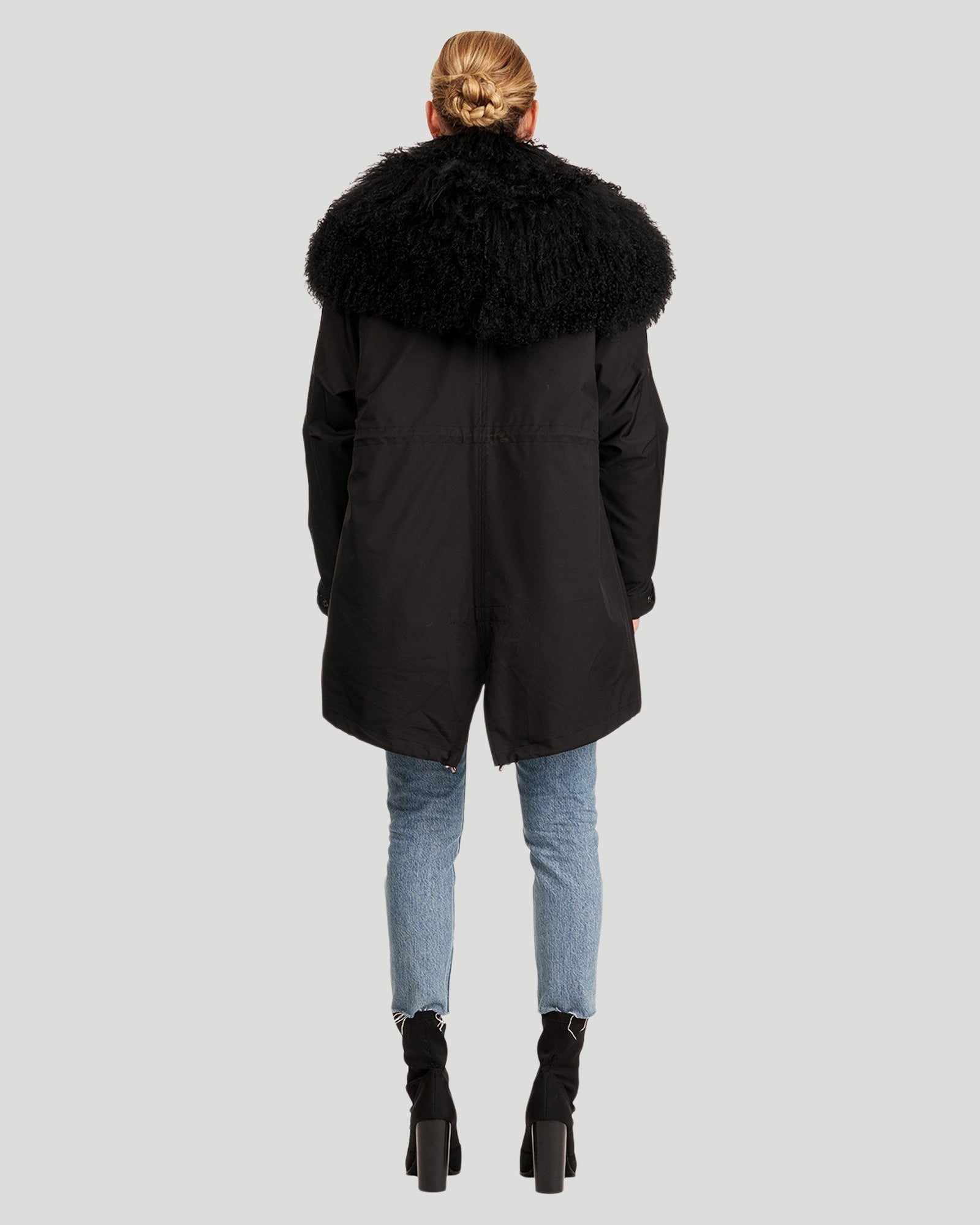 Parka With Lamb Trim | Women | Black x Black