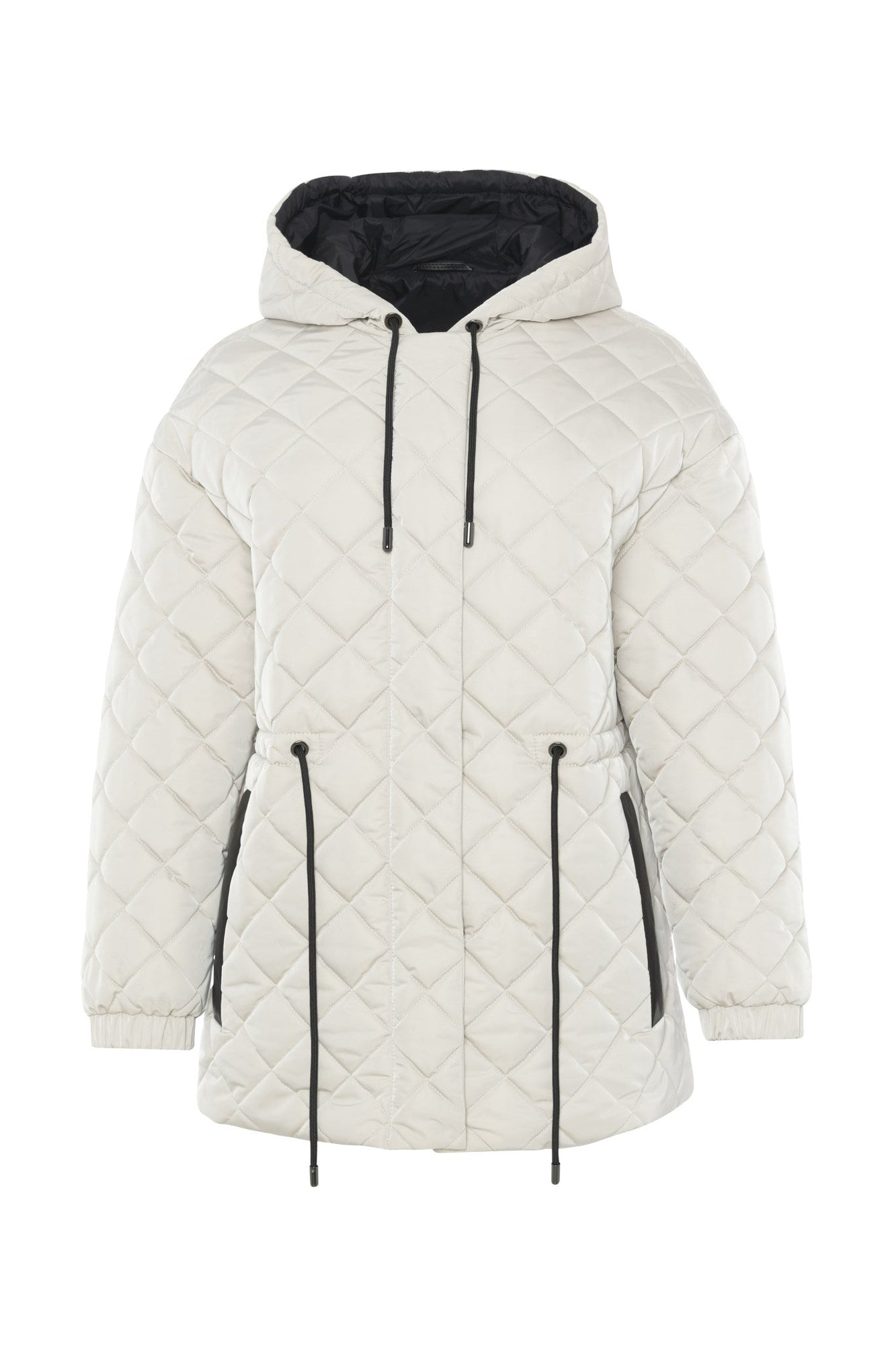 Quilted Fabric Zip Jacket With Hood | Women | Beige