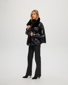 Quilted Jacket With Select Shearling Lamb Collar | Women | Black