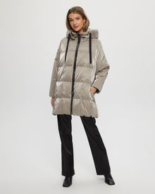 Quilted Parka With Select Shearling Lamb Hood Trim | Women | Greige