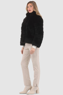 Reversible Merinillo Shearling Lamb Jacket With Cropped Sleeves | Women | Black x Black