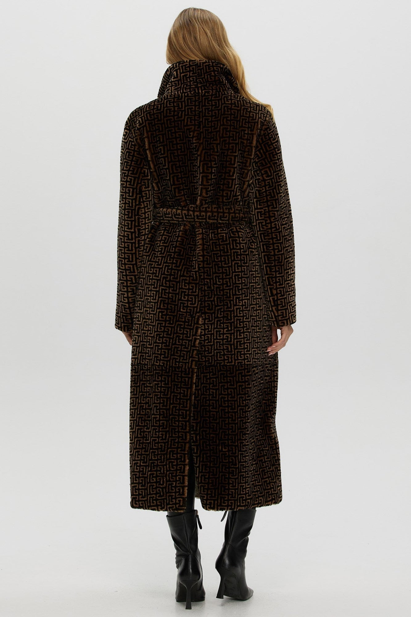 Reversible Merino Shearling Lamb Coat | Women | Brown x Black Print