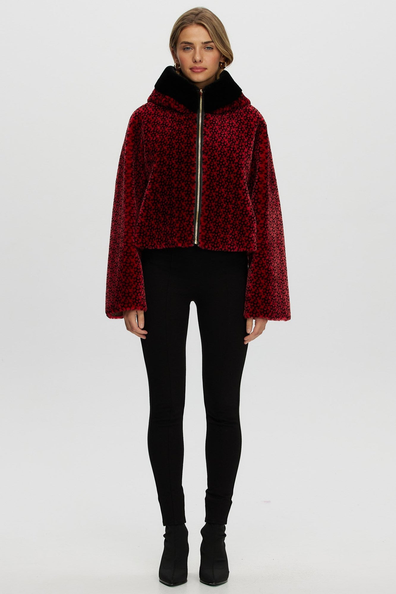 Reversible Merino Shearling Lamb Jacket | Women | Red x Black Insignia