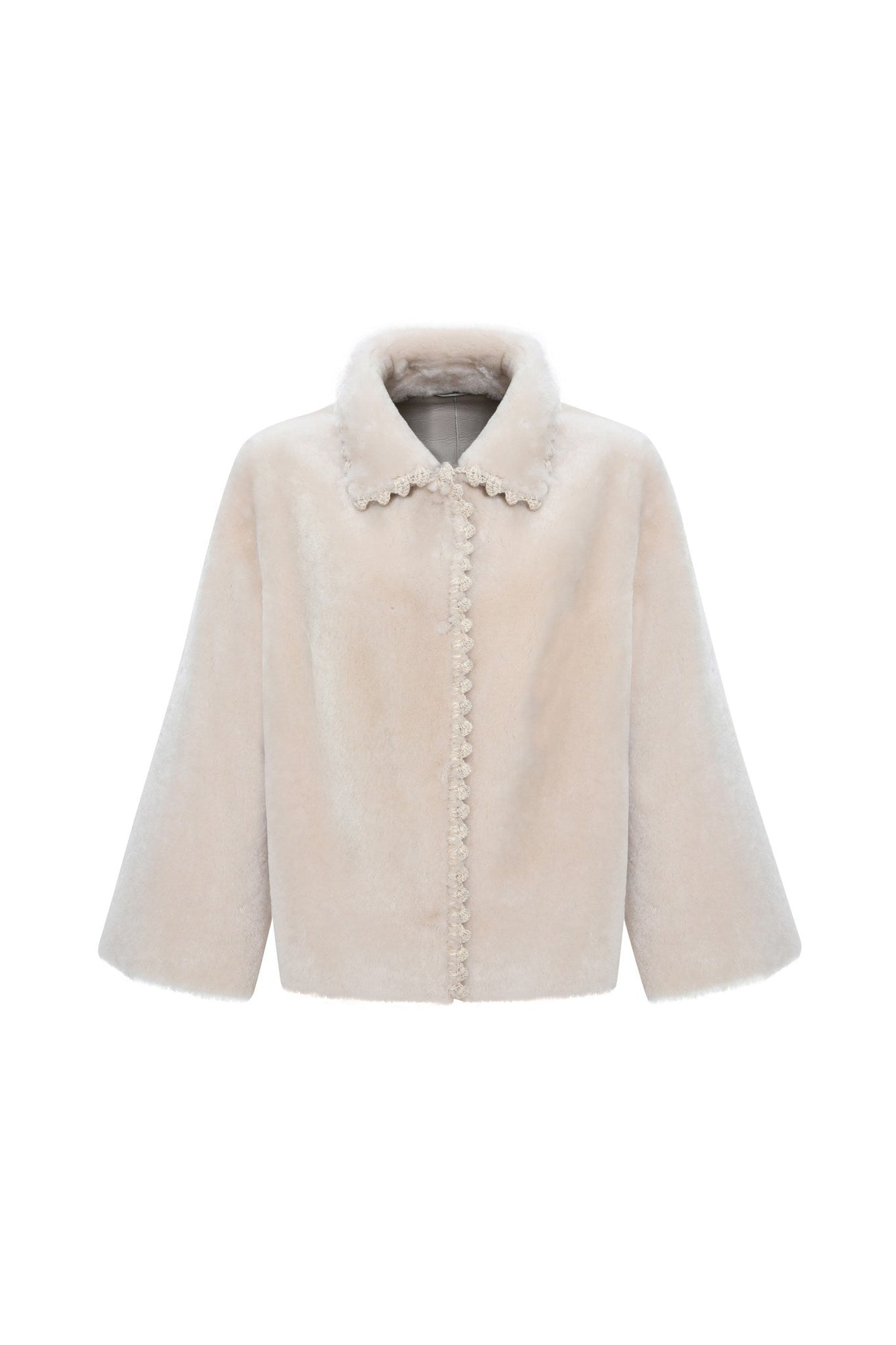 Reversible Select Shearling Jacket With Embroiderd Trim | Women | Cream x Cream