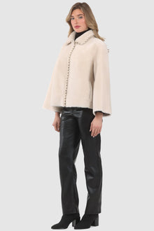 Reversible Select Shearling Jacket With Embroiderd Trim | Women | Cream x Cream