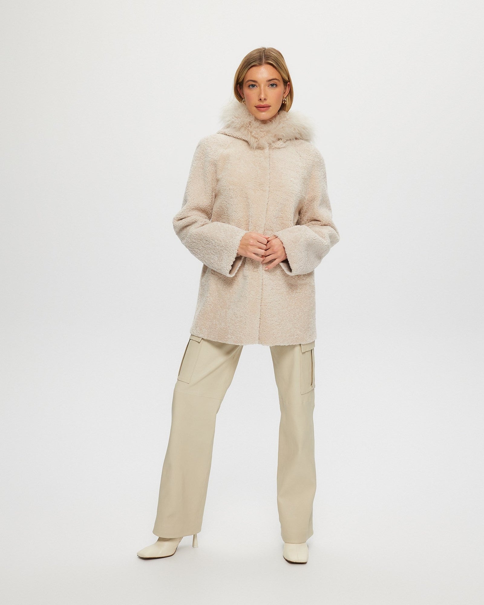 Reversible Shearling Lamb Parka With Select Cashmere Goat Hood Trim | Women | Cream x Cream