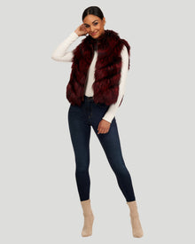 Reversible Silver Fox Fur And Down Vest | Women | Red