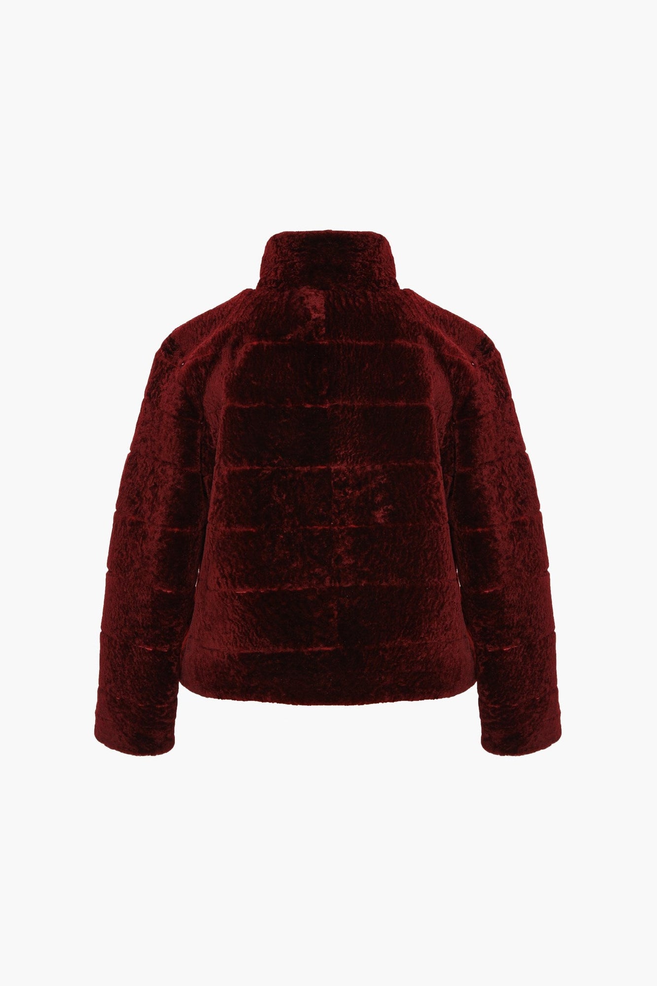 Reversible Tetured Shearling Lamb Jacket With Cropped Sleeves | Women | Wine x Wine