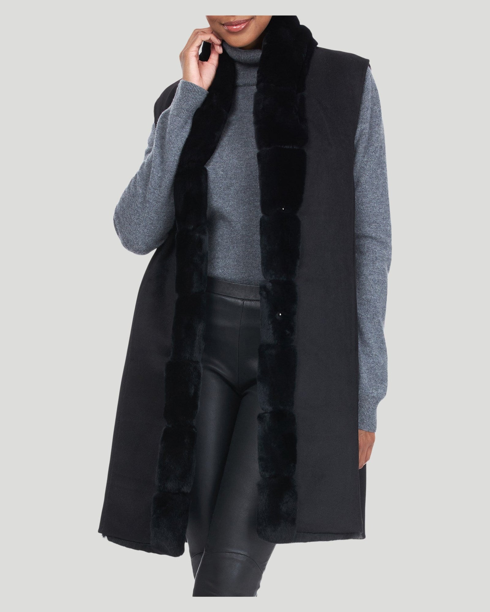 Rex Rabbit And Wool Reversible Vest | Women | Black