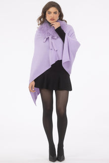 Select Cashmere And Merino Wool Blend Poncho With Select Mongolian Lamb Collar | Women | Lilac