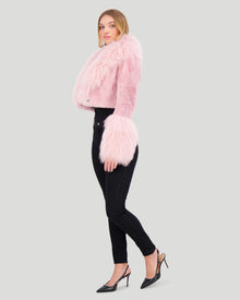 Select Cashmere Goat Bolero With Select Mongolian Goat Collar And Cuffs | Women | Pink