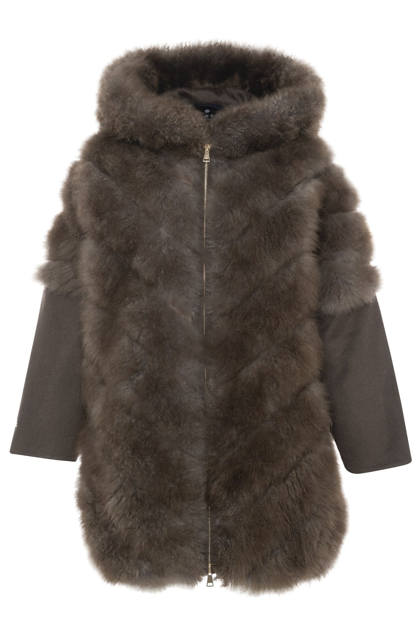 Select Cashmere Goat Diagonal Parka With Loro Piana Cashmere Sleeves And Back | Women | Brown x Brown