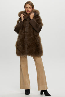 Select Cashmere Goat Diagonal Parka With Loro Piana Cashmere Sleeves And Back | Women | Brown x Brown