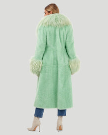 Select Cashmere Goat Short Coat With Select Goat Collar And Cuffs | Women | Pastel Green