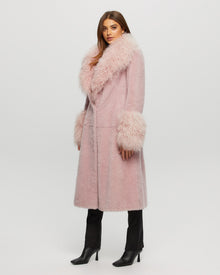 Select Cashmere Goat Short Coat With Select Mongolian Goat Shawl Collar And Cuffs | Women | Pink