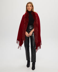 Select Cashmere Stole With Toscana Shearling Lamb Trim | Women | Wine