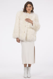 Select Lamb Collarless Jacket | Women | Ivory