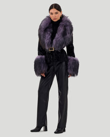 Select Lamb Jacket With Select Goat Collar & Cuffs | Women | Black x Lilac